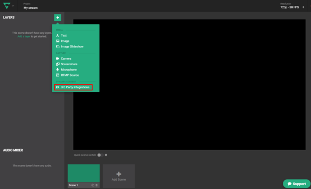 Añadir integración de terceros en Lightstream