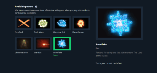 Recording: selecting No effect to turn off Powers