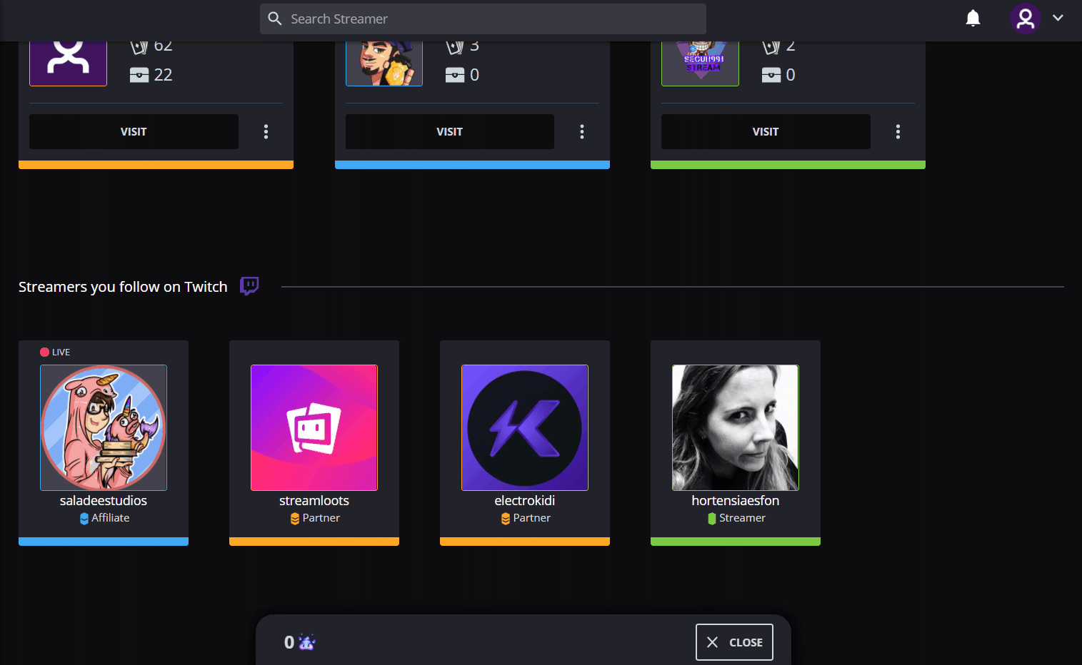 Recording: opening crafting mode from a streamer's collection as a viewer