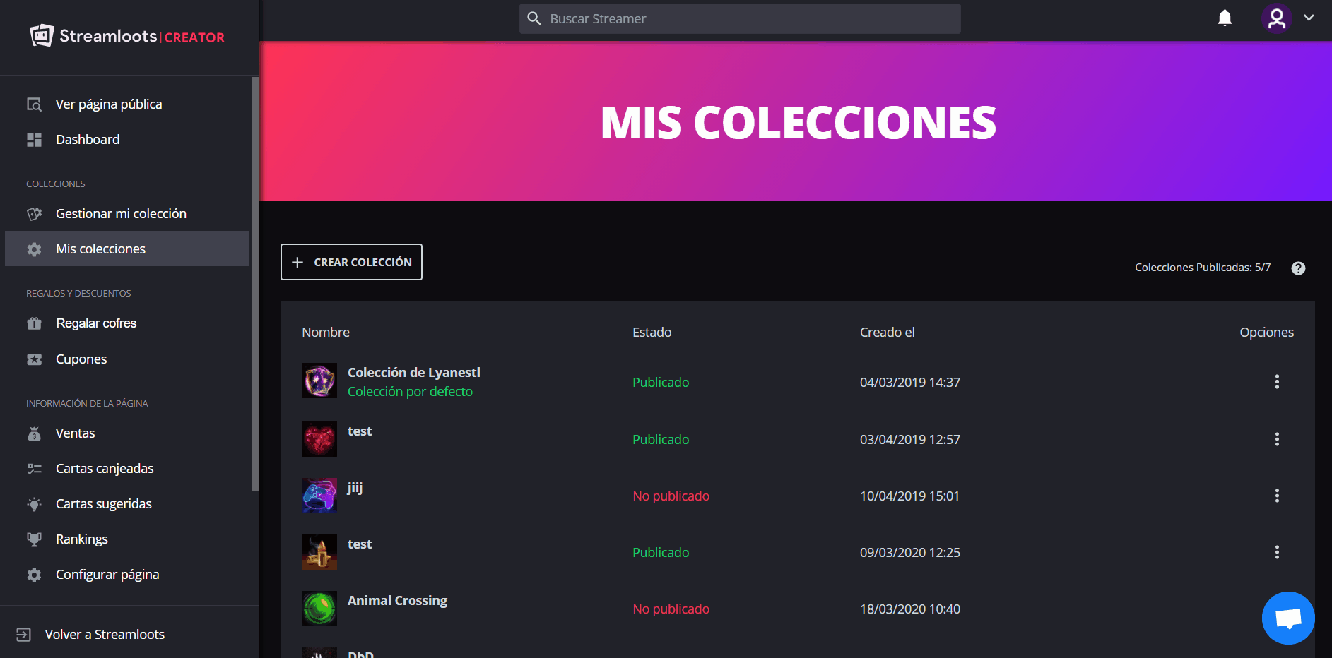 Grabación: cómo cambiar el número de cartas por cofre en Cofres y precios