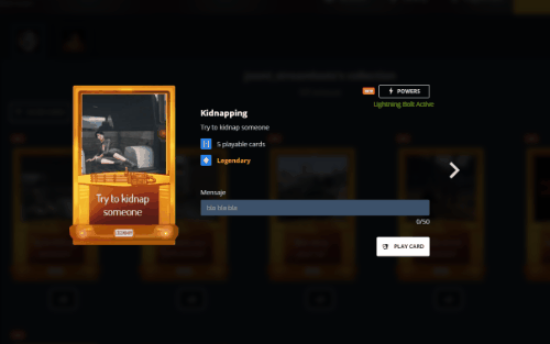 Recording: choosing a Power from a card before redeeming it