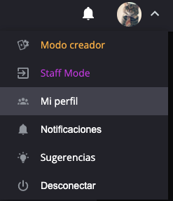 Menú de perfil abierto con la opción Mi perfil