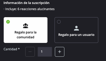 Selección del número de suscripciones que regalar a la comunidad