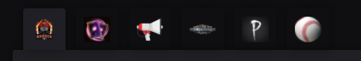 Fila de iconos de colecciones en la página de un streamer